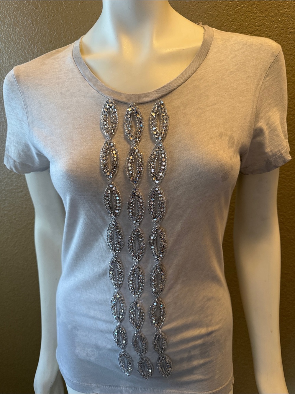 Beaded Embellished Light gray Tee